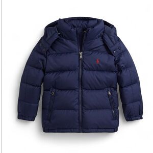 Polo Ralph Lauren Boys Newport Navy Blue Ripstop Down Hooded Jacket Size M